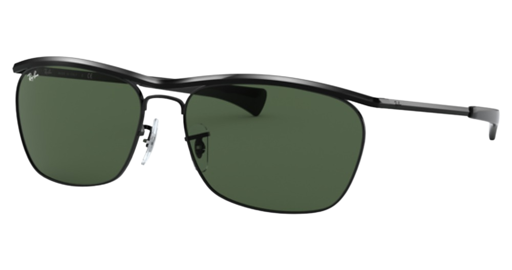 Ray-Ban RB3619 OLYMPIAN II DELUXE round sunglasses in Black/G 15 Green