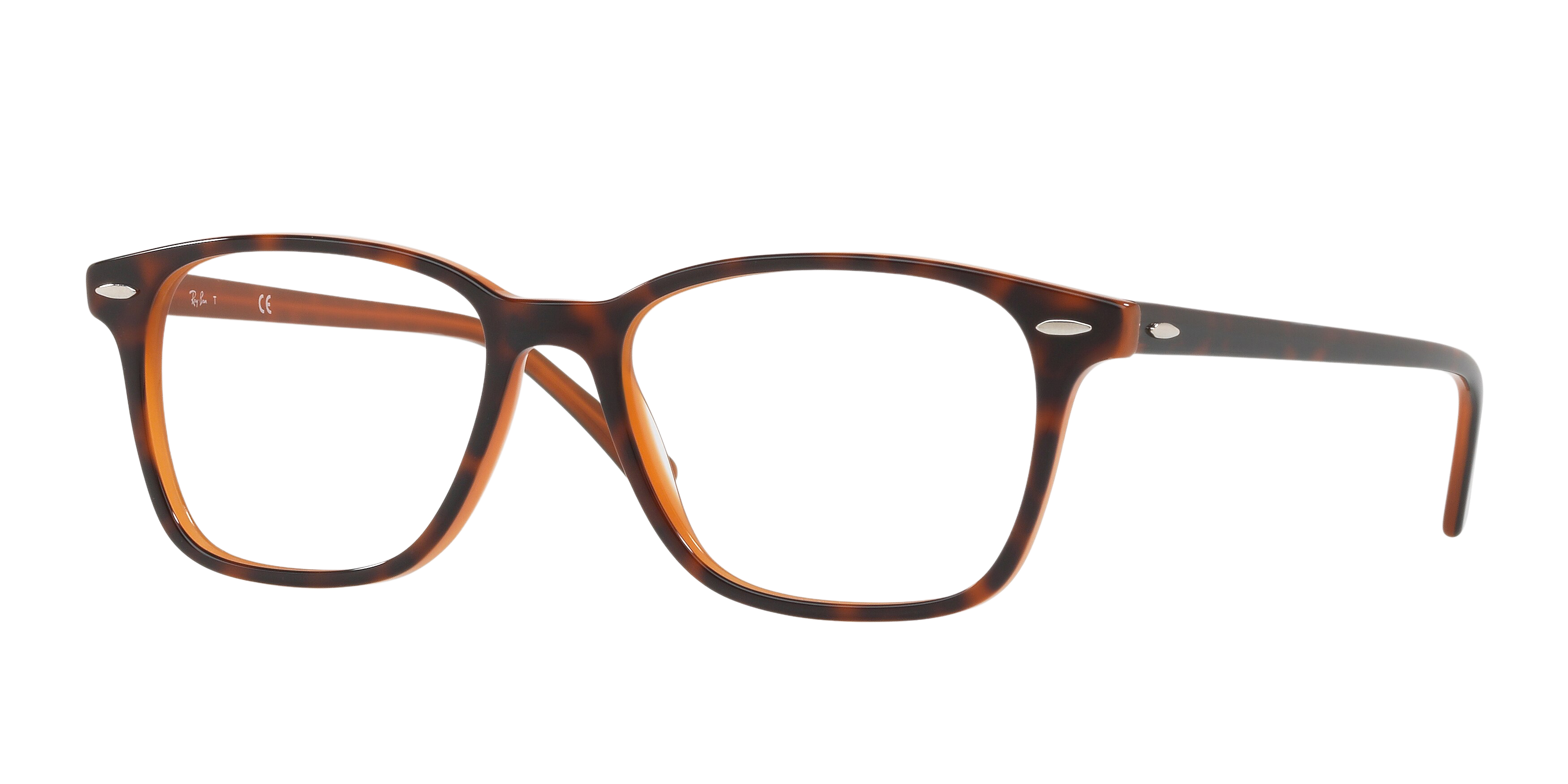 Ray-Ban RX7119 square eyeglasses in Top Havana on Light Brown