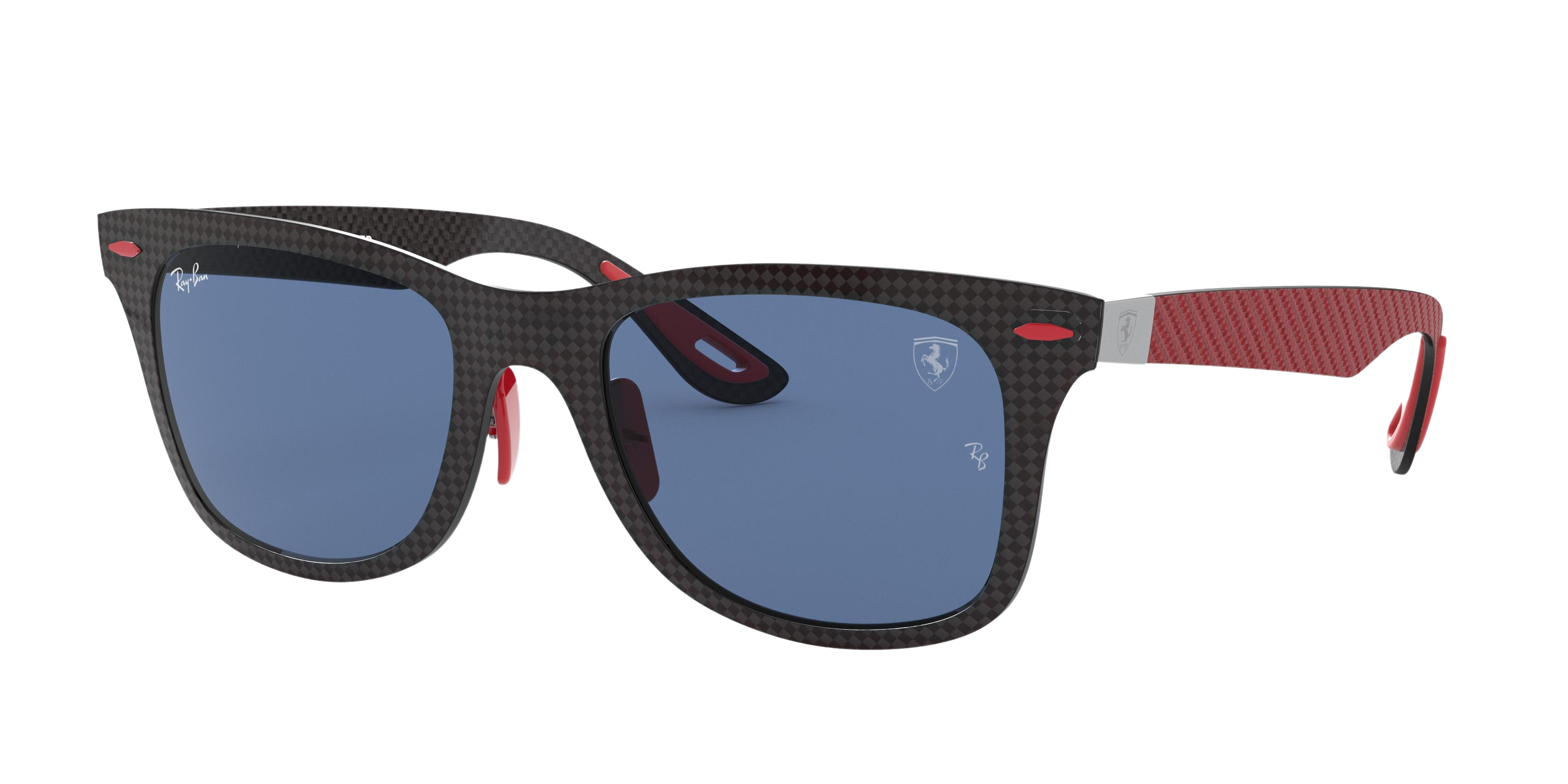 Ray-Ban RB8395M square sunglasses in Mat Carbon Mat Allutex Red