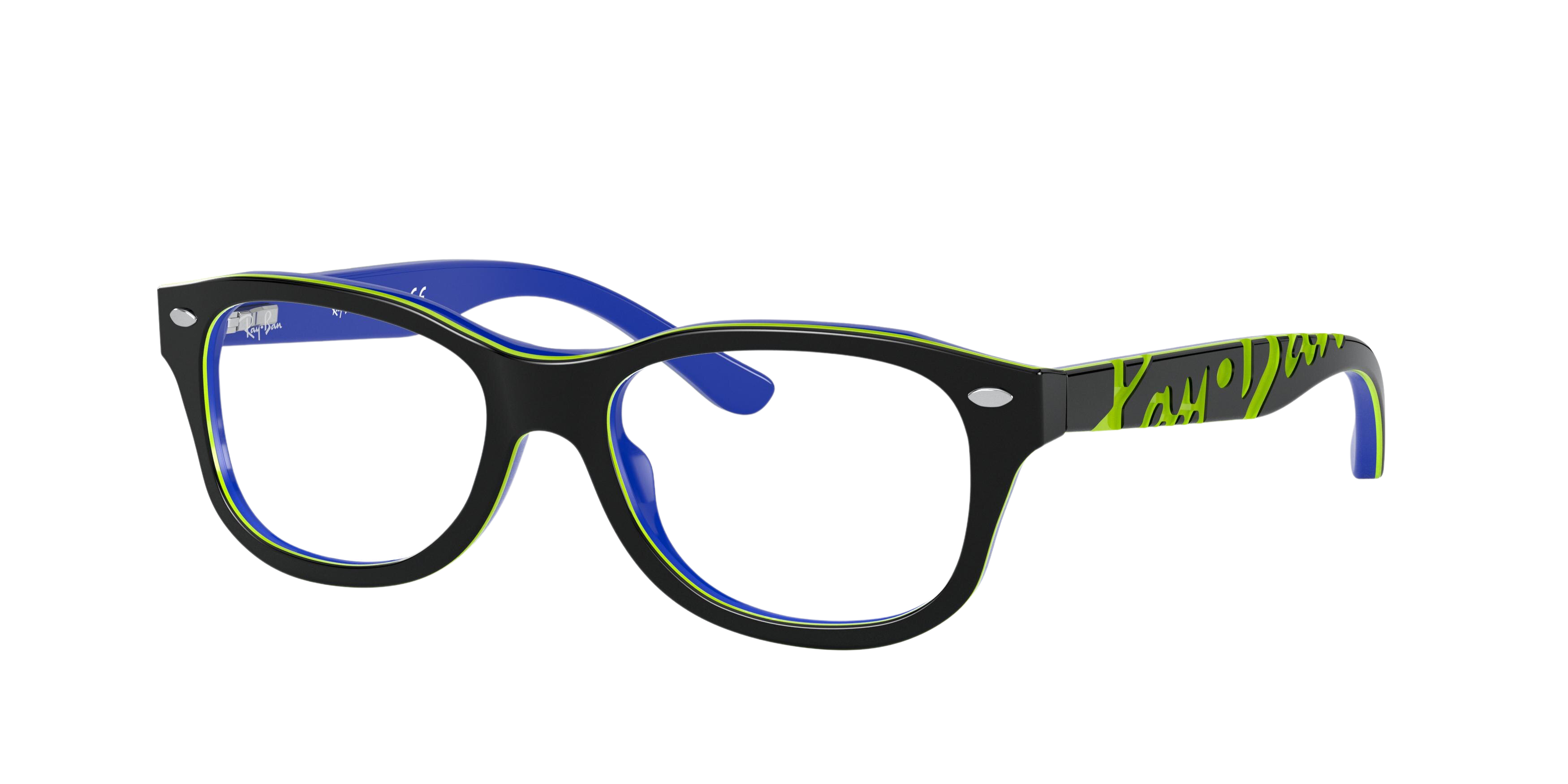 Ray-Ban RY1544 square eyeglasses in Top Dark Grey on Blue