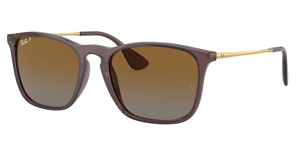Ray-Ban RB4187F CHRIS round sunglasses in Transparent Brown/Grey Gradient Polarized