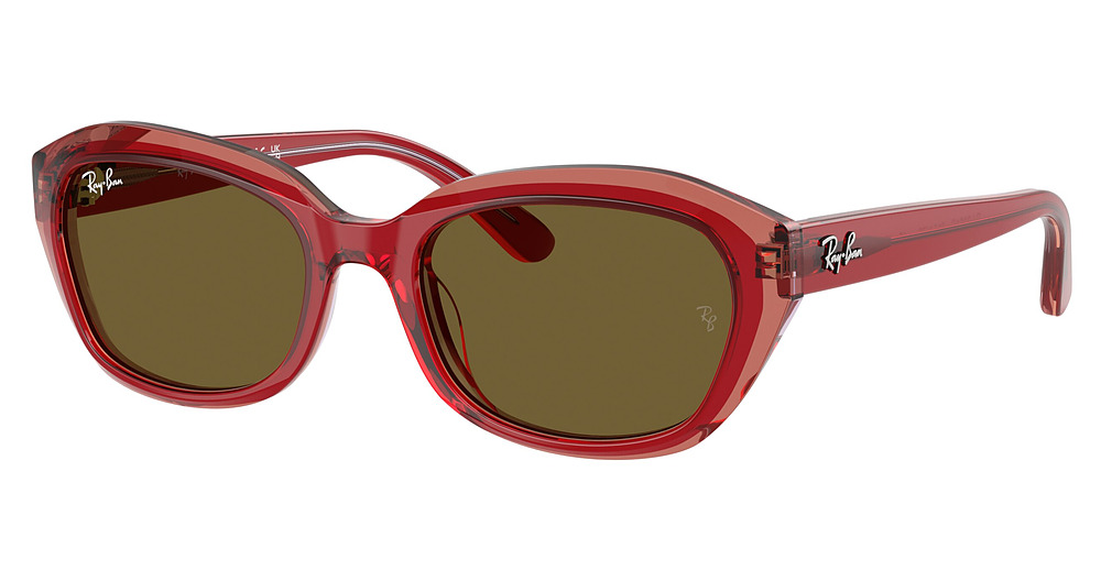 Ray-Ban RJ9081S round sunglasses in Top Red/Orange/Light Purple/Dark Brown