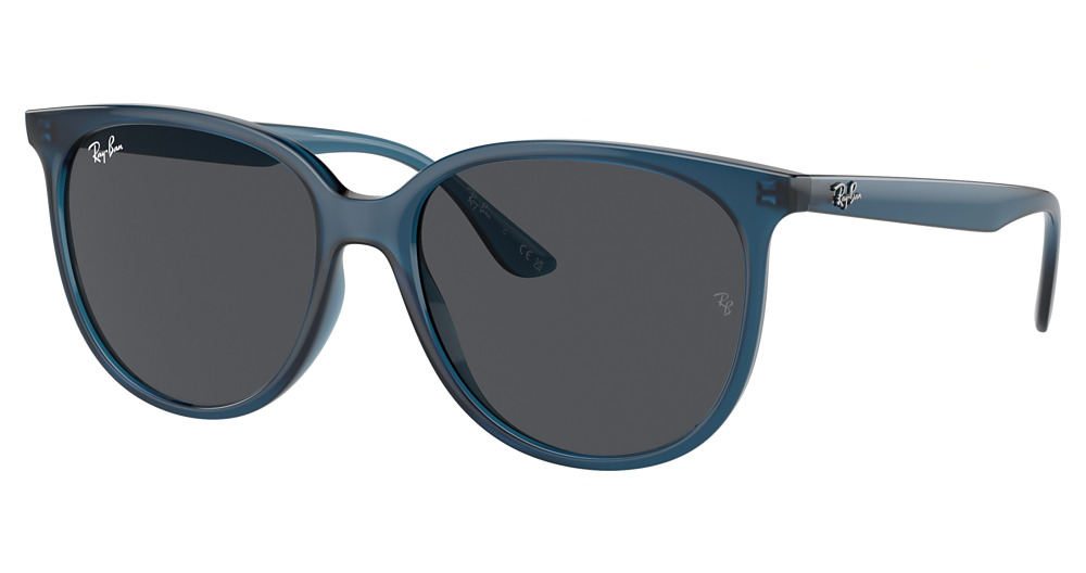 Ray-Ban RB4378F round sunglasses in Opal Blue/Dark Grey