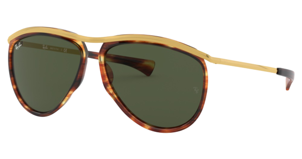 Ray-Ban RB2219 OLYMPIAN AVIATOR aviator sunglasses in Striped Havana/G 15 Green