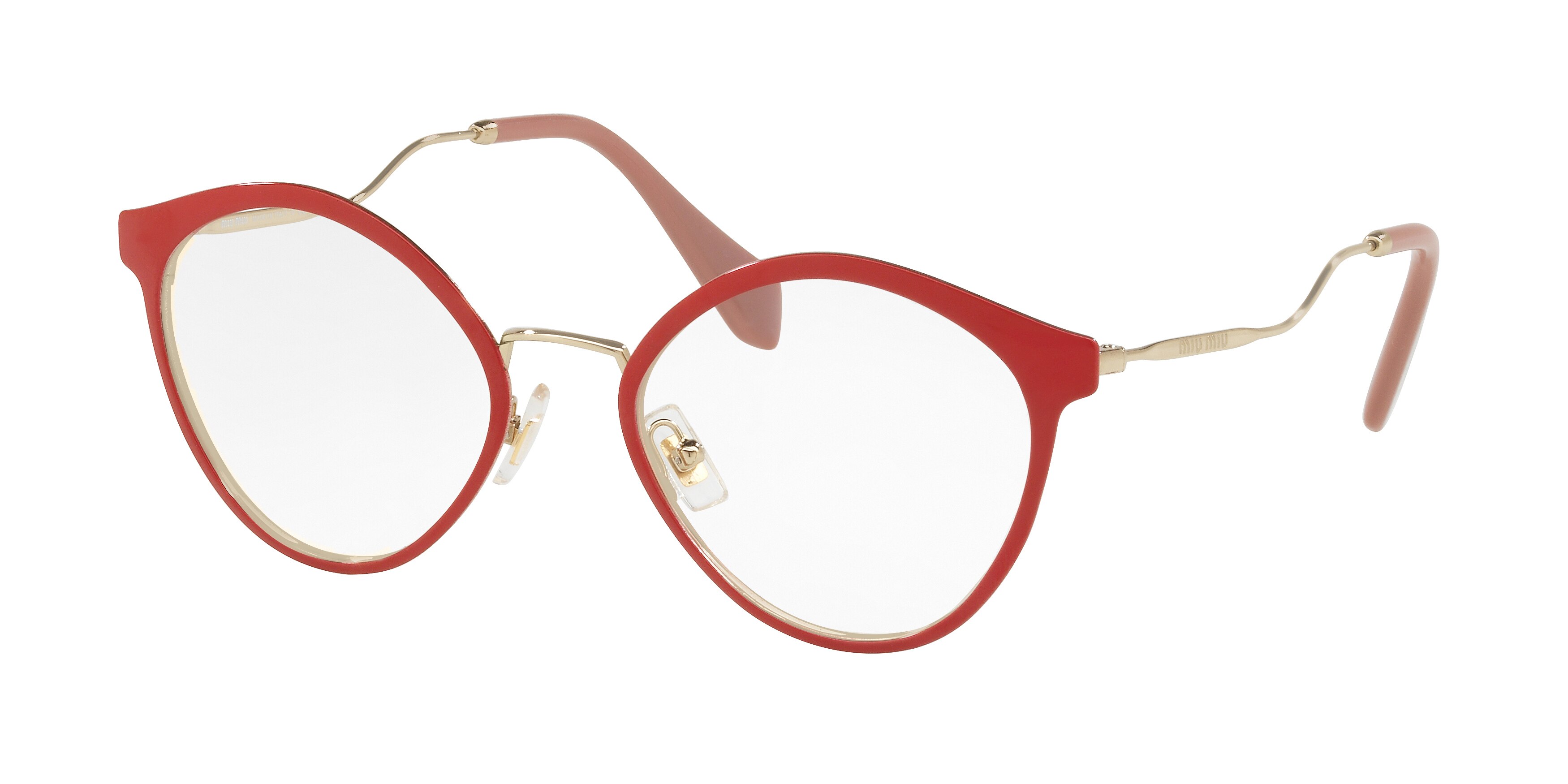 Miu Miu MU 52QV round eyeglasses in Raspberry