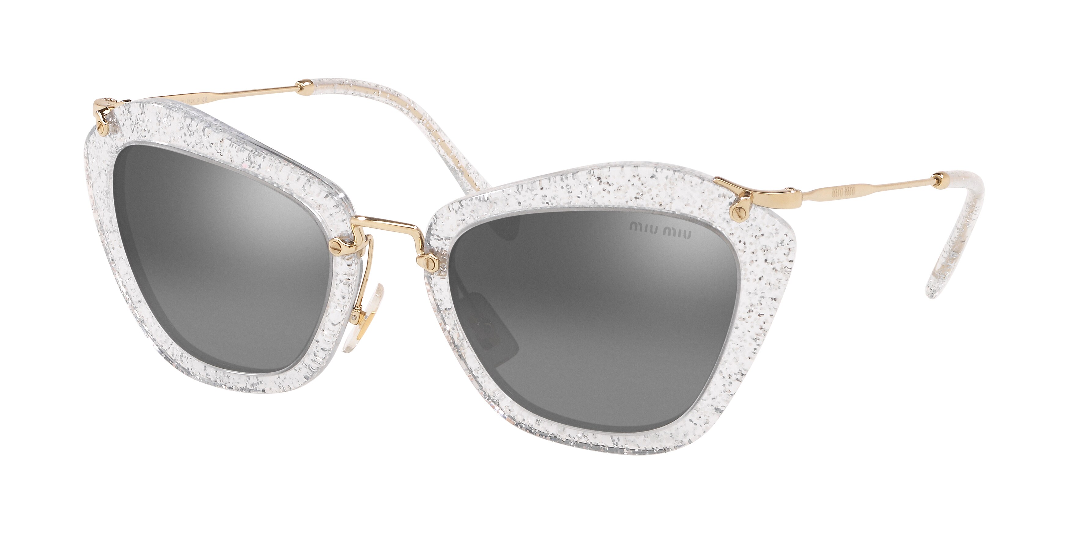 Miu Miu MU 10NS cateye sunglasses in Glitter Silver