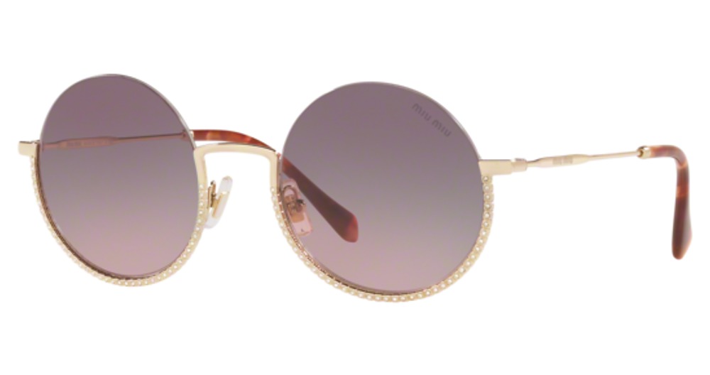 Miu Miu MU 69US round sunglasses in Pale Gold/Pink Gradient Grey