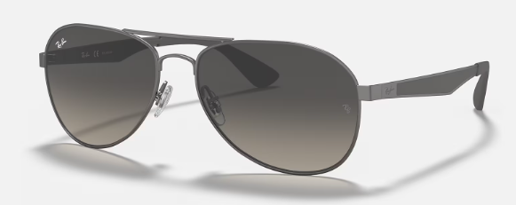 Ray-Ban RB3549 aviator sunglasses in Matte Gunmetal/Light Grey Gradient Dark Grey