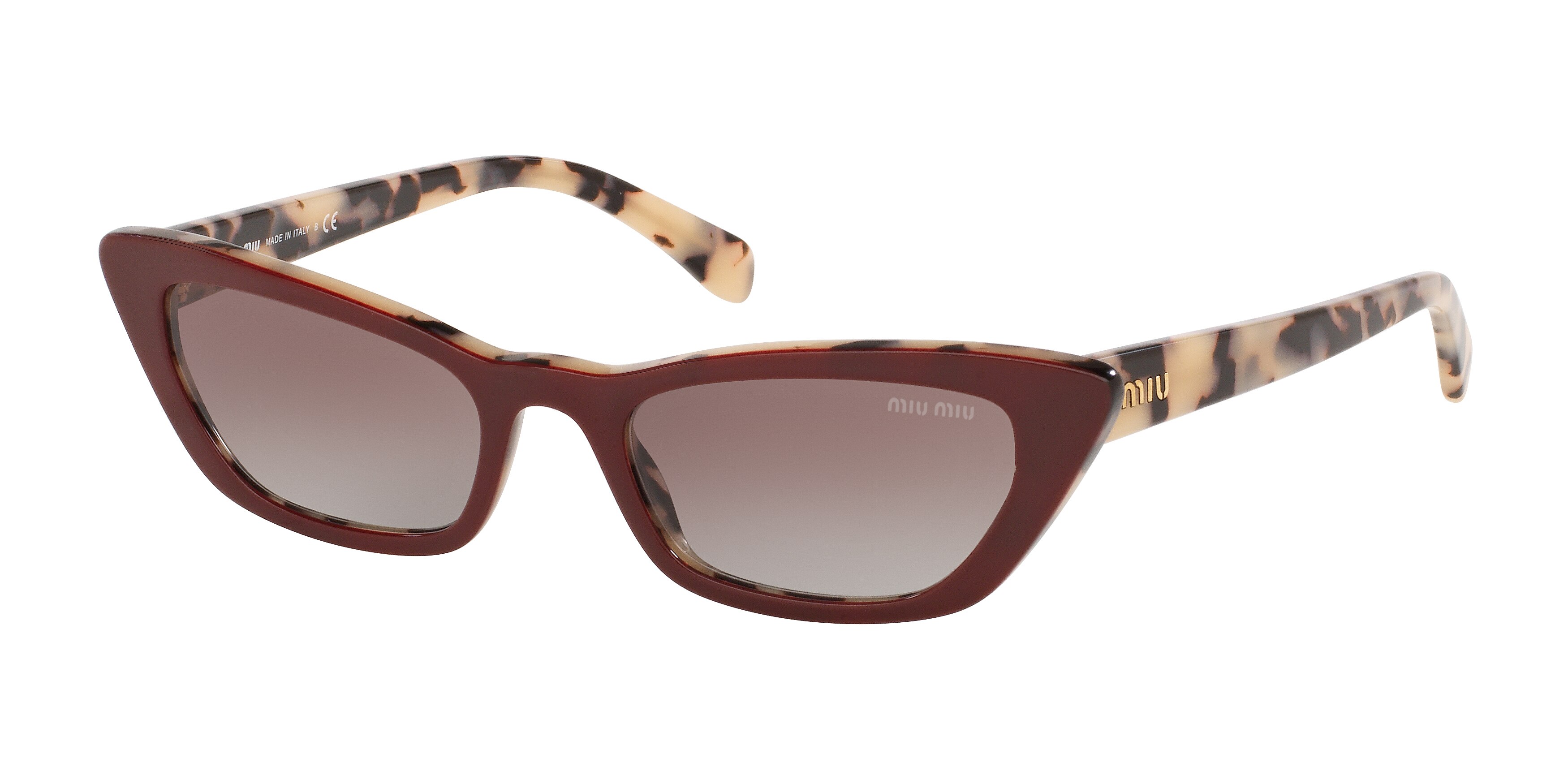 Miu Miu MU 10US cateye sunglasses in Beige Havana Top Bordeaux