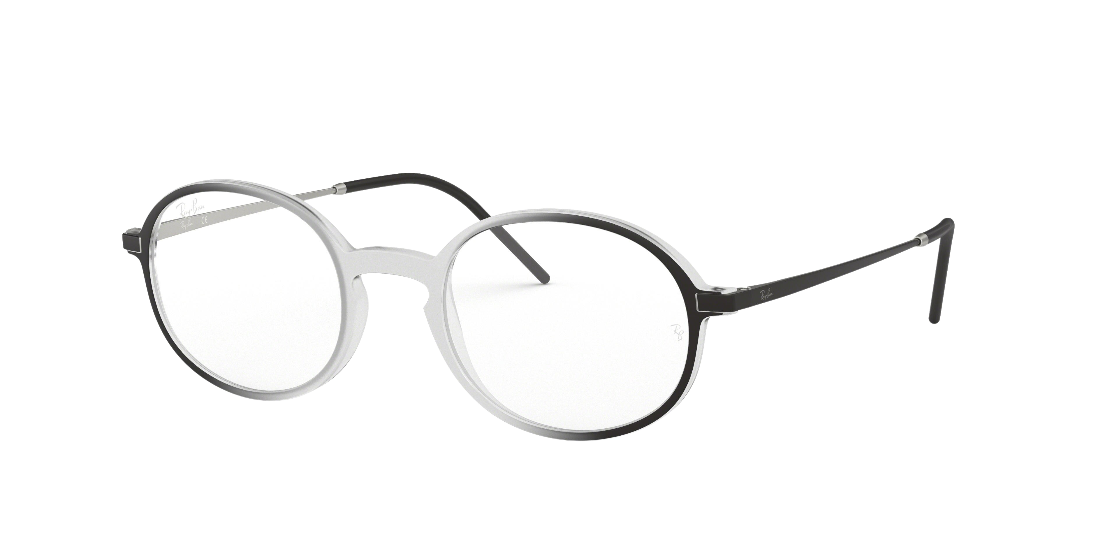 Ray-Ban RX7153F round eyeglasses in Trasparent on Top Black