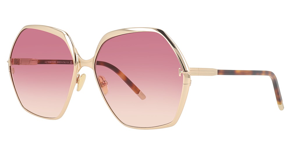 Tom Ford FT0912 irregular sunglasses in Shiny Rose Gold/Gradient Bordeaux