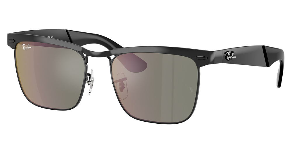 Ray-Ban RB3875 WAYFARER DELUXE square sunglasses in Black/Grey Mirror Bronze
