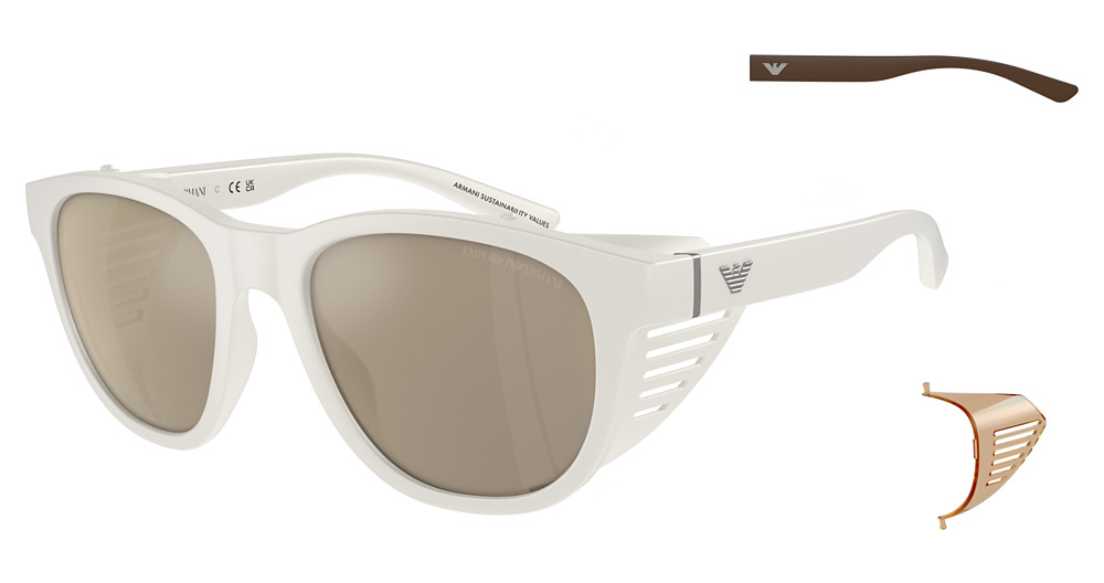 MATTE WHITE / LIGHT BROWN MIRROR GOLD