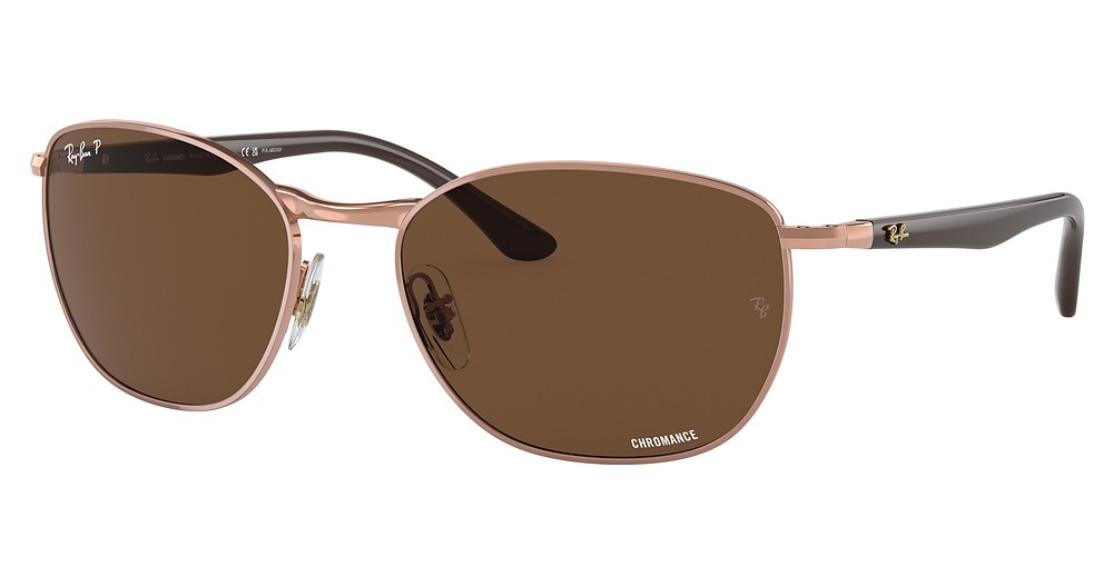 Ray-Ban RB3702 round sunglasses in Rose Gold/Brown Polarized