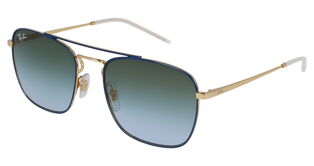 Ray-Ban RB3588 square sunglasses in Gold Top on Blue/Light Blue Gradient Green