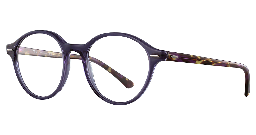 Ray-Ban RX7118 round eyeglasses in Trasparent Violet