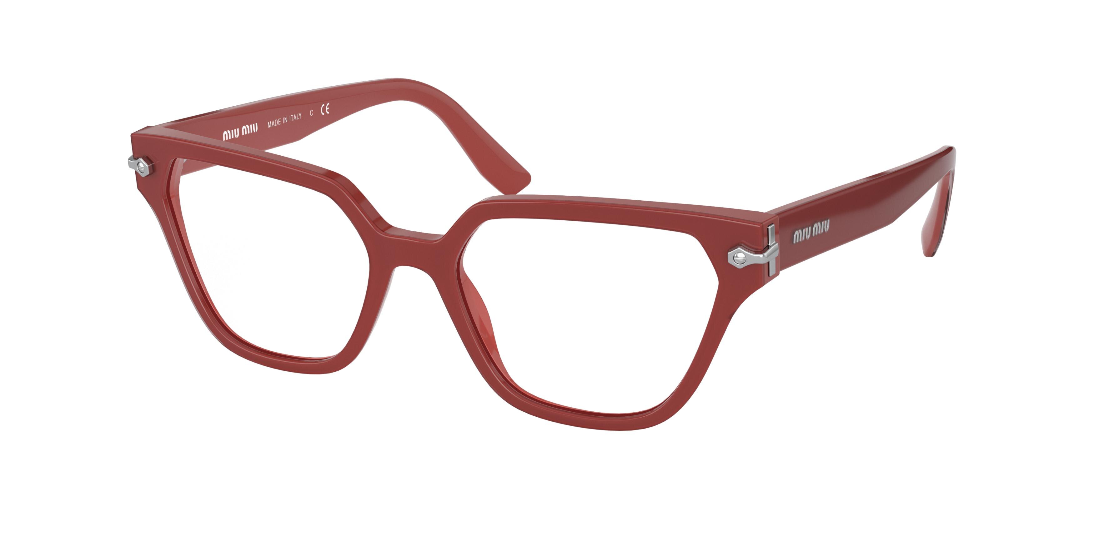 Miu Miu MU 02TV square eyeglasses in Dark Pink/Crystal