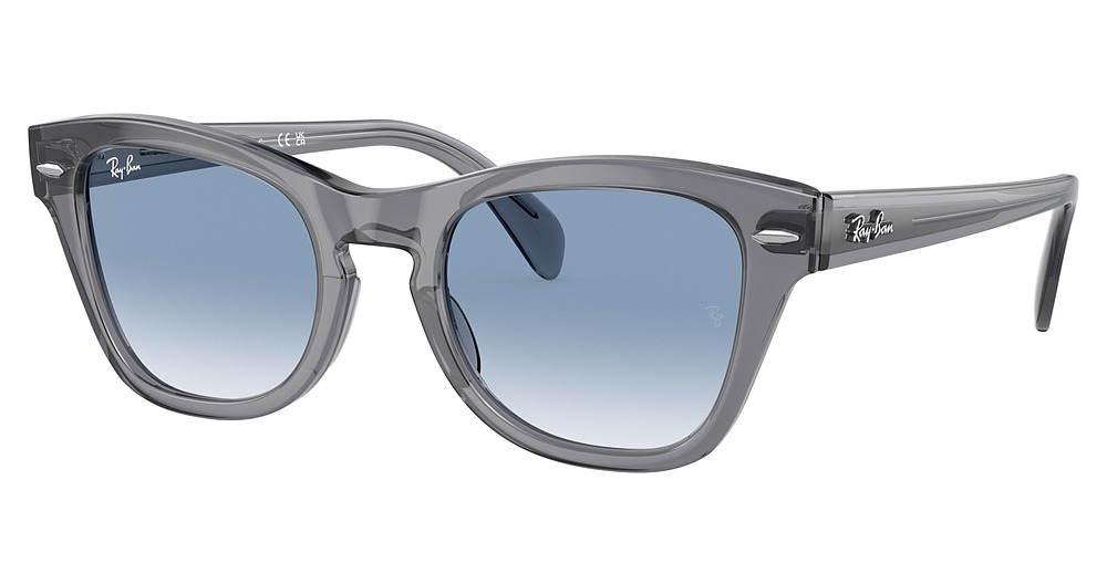 Ray-Ban RB0707SF round sunglasses in Transparent Grey/Clear Gradient Blue