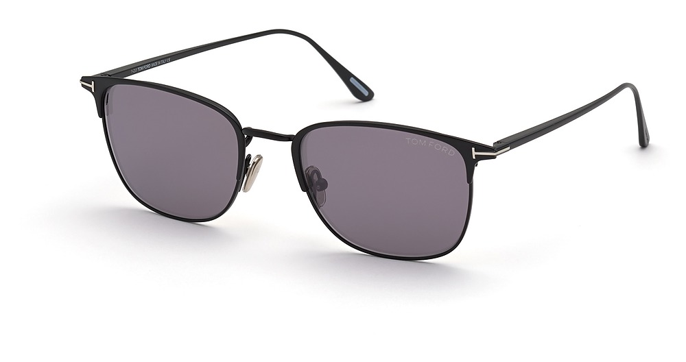 Tom Ford FT0851 rectangle sunglasses in Matte Black/Smoke Mirror