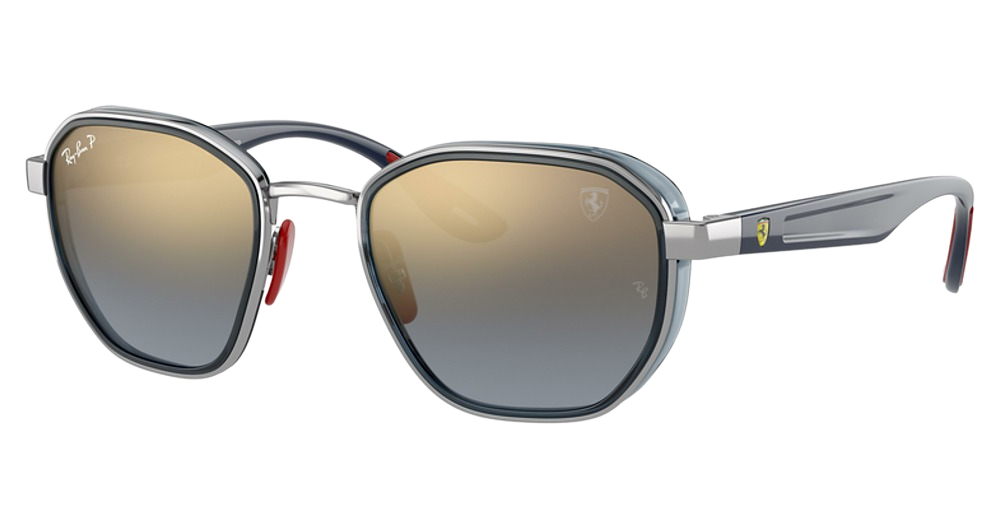 Ray-Ban RB3674M irregular sunglasses in Gunmetal/Blue Mir Gold Gradient Polarized