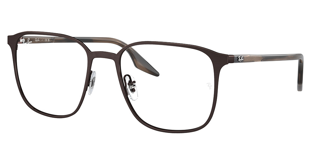 Ray-Ban RX6512 square eyeglasses in Brushed Dark Brown