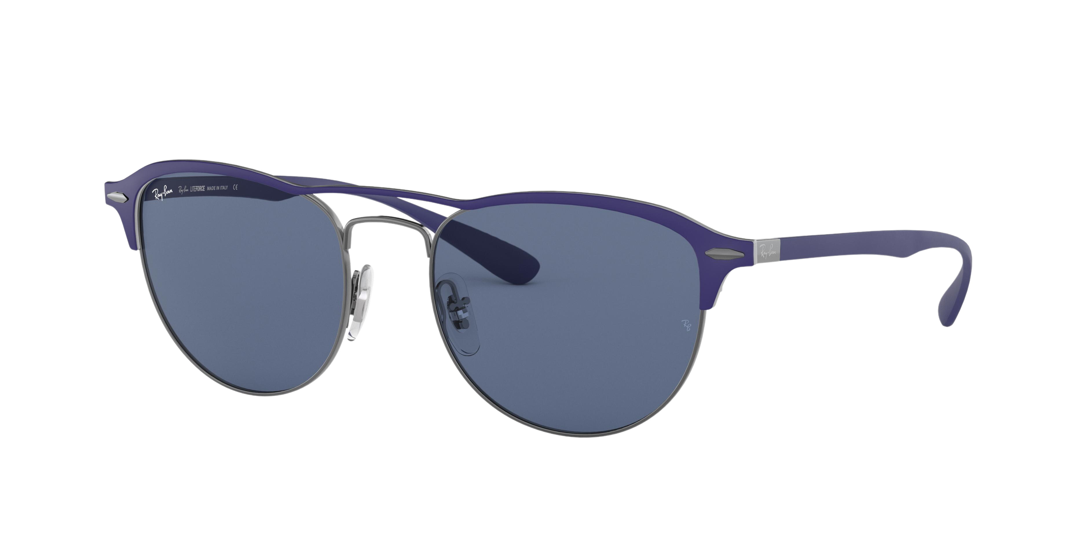 Ray-Ban RB3596 round sunglasses in Gunmetal on Top Matte Blue
