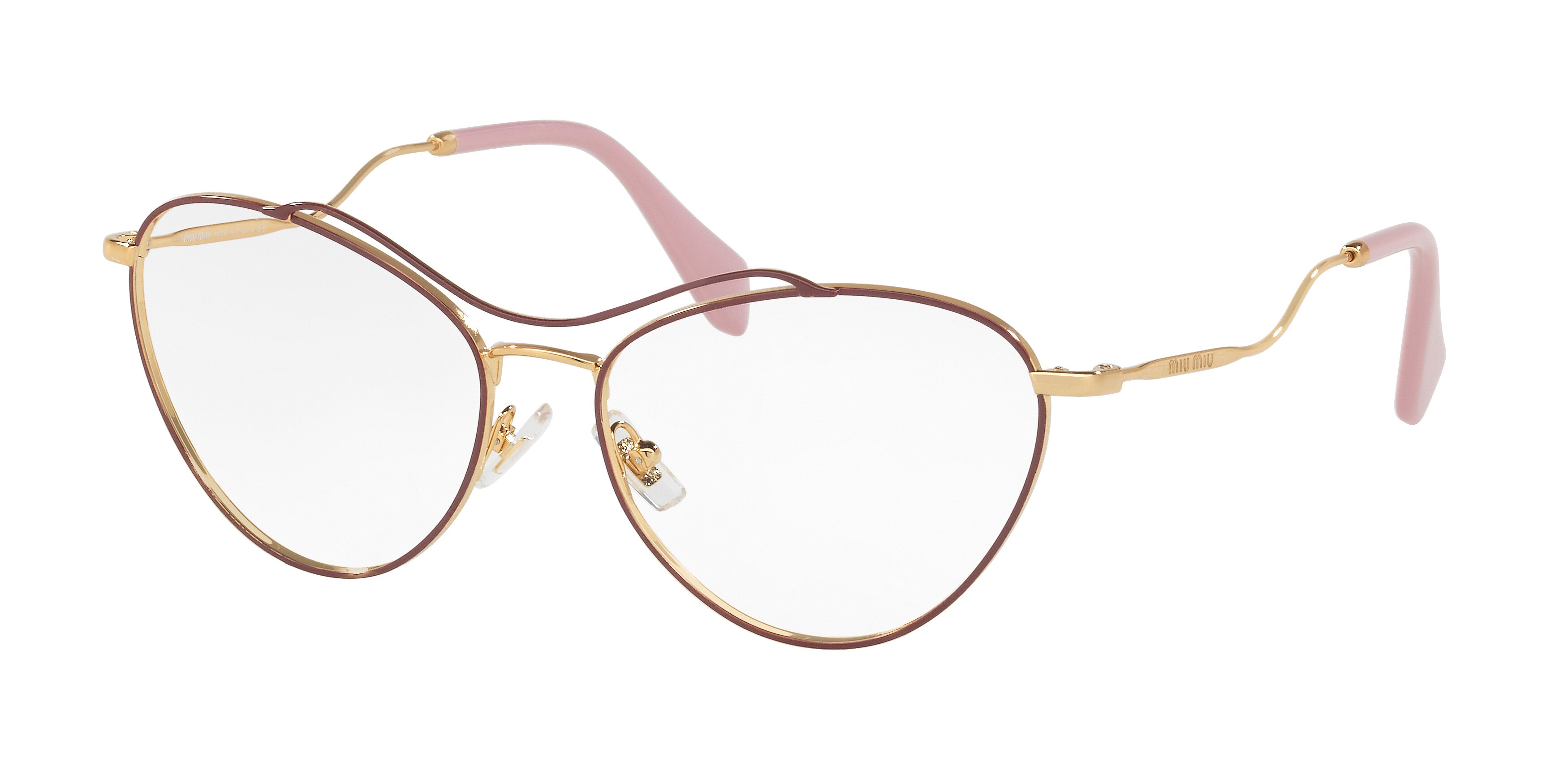 Miu Miu MU 53PV cateye eyeglasses in Antique Gold/Amaranth