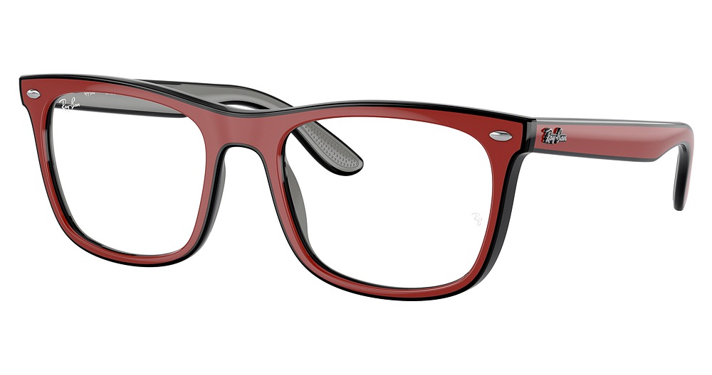 Ray-Ban RX7209F square eyeglasses in Red Black Grey
