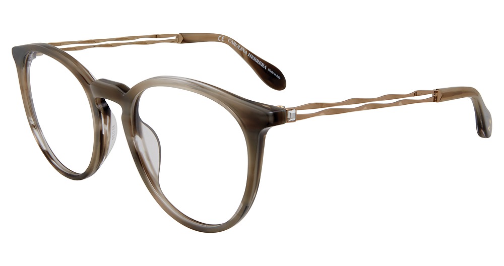 Carolina Herrera VHN588S round eyeglasses in Taupe 09 Tb