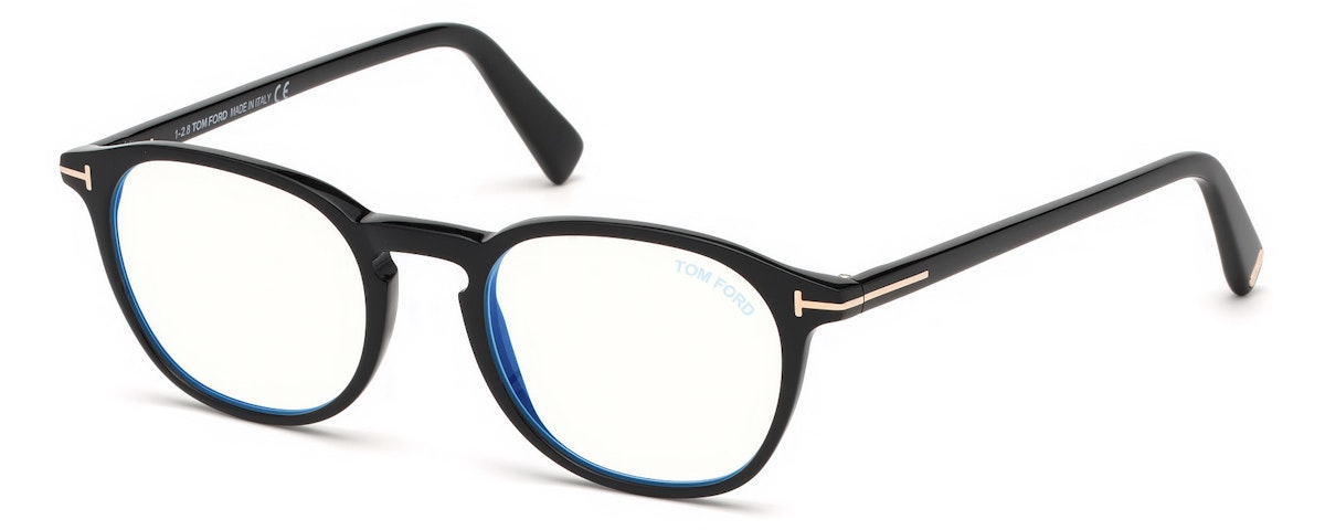 Shiny Black, Shiny Rose Gold "t" Logo/ Blue Block Lenses