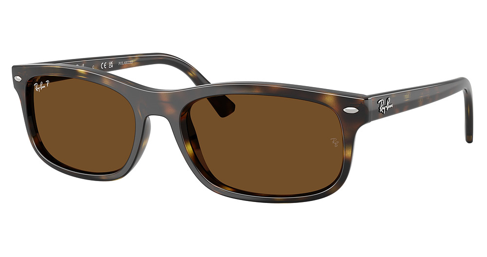 Ray-Ban RB2224F rectangle sunglasses in Havana/Polarized Brown