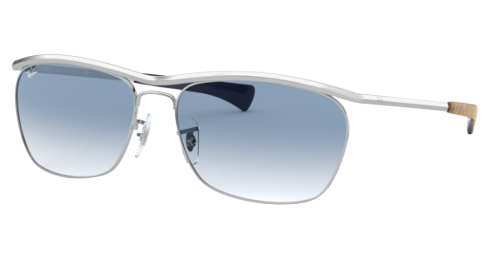 Ray-Ban RB3619 OLYMPIAN II DELUXE round sunglasses in Silver/Clear Gradient Blue