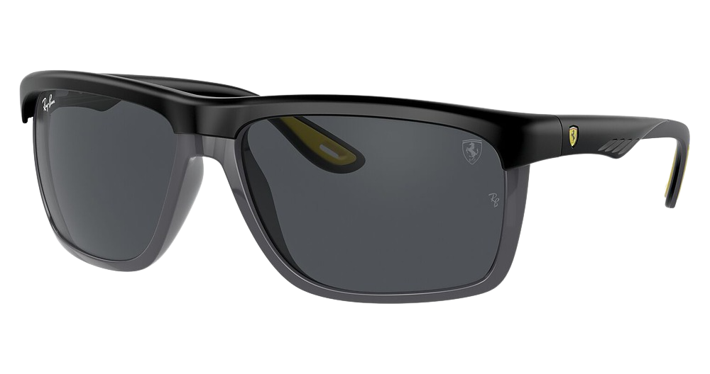 Ray-Ban RB4363M rectangle sunglasses in Matte Black on Grey/Dark Grey