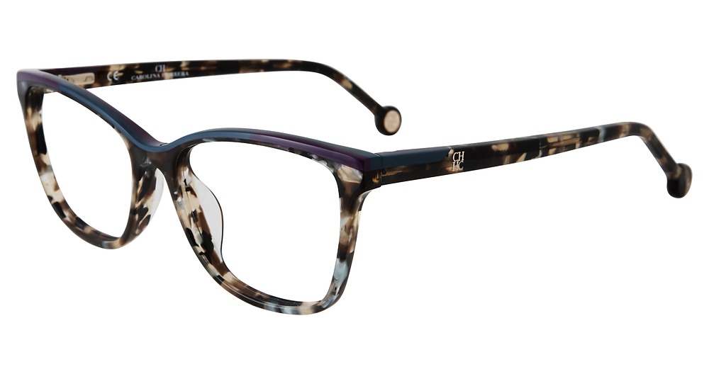 Carolina Herrera VHE820K square eyeglasses in Tortoise Blue Trim 096 X