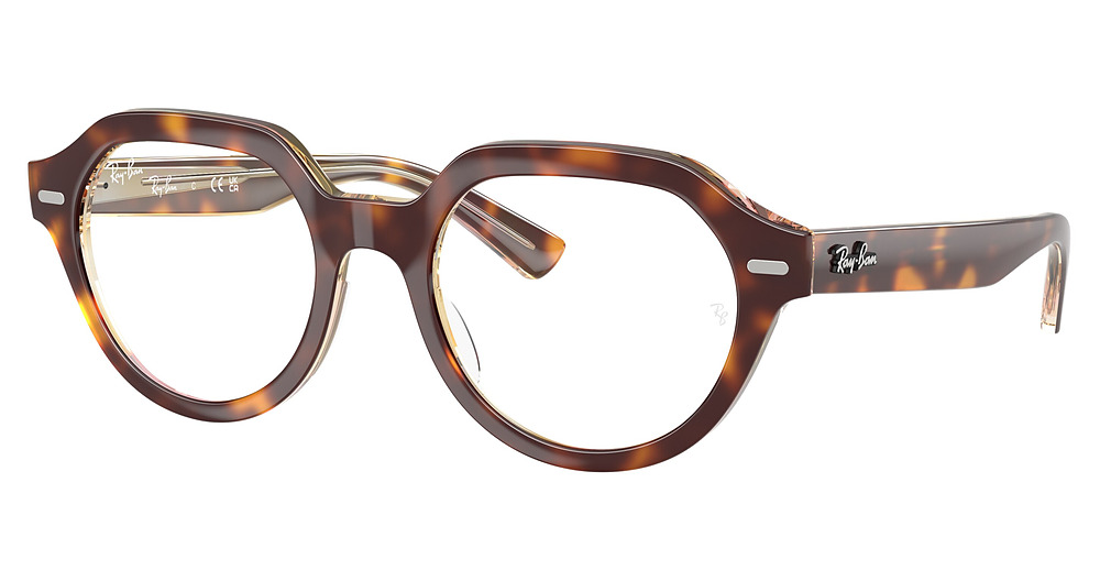 Ray-Ban RX7214 GINA round eyeglasses in Light Havana on Multicol