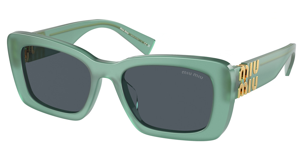 Miu Miu MU 07YS round sunglasses in Opal Anise/Dark Grey