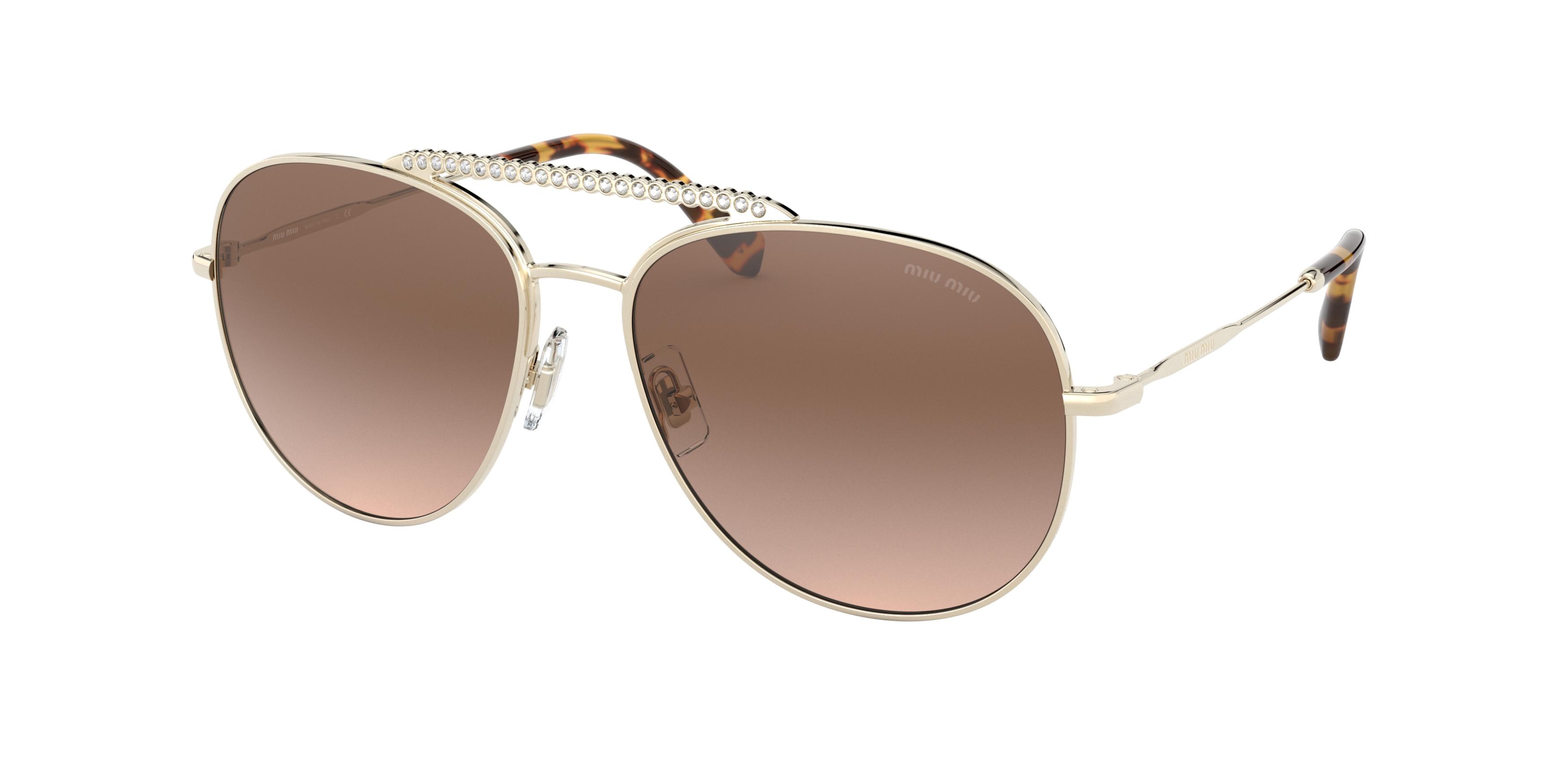 Miu Miu MU 53VS round sunglasses in Zvnqz9 Pale Gold