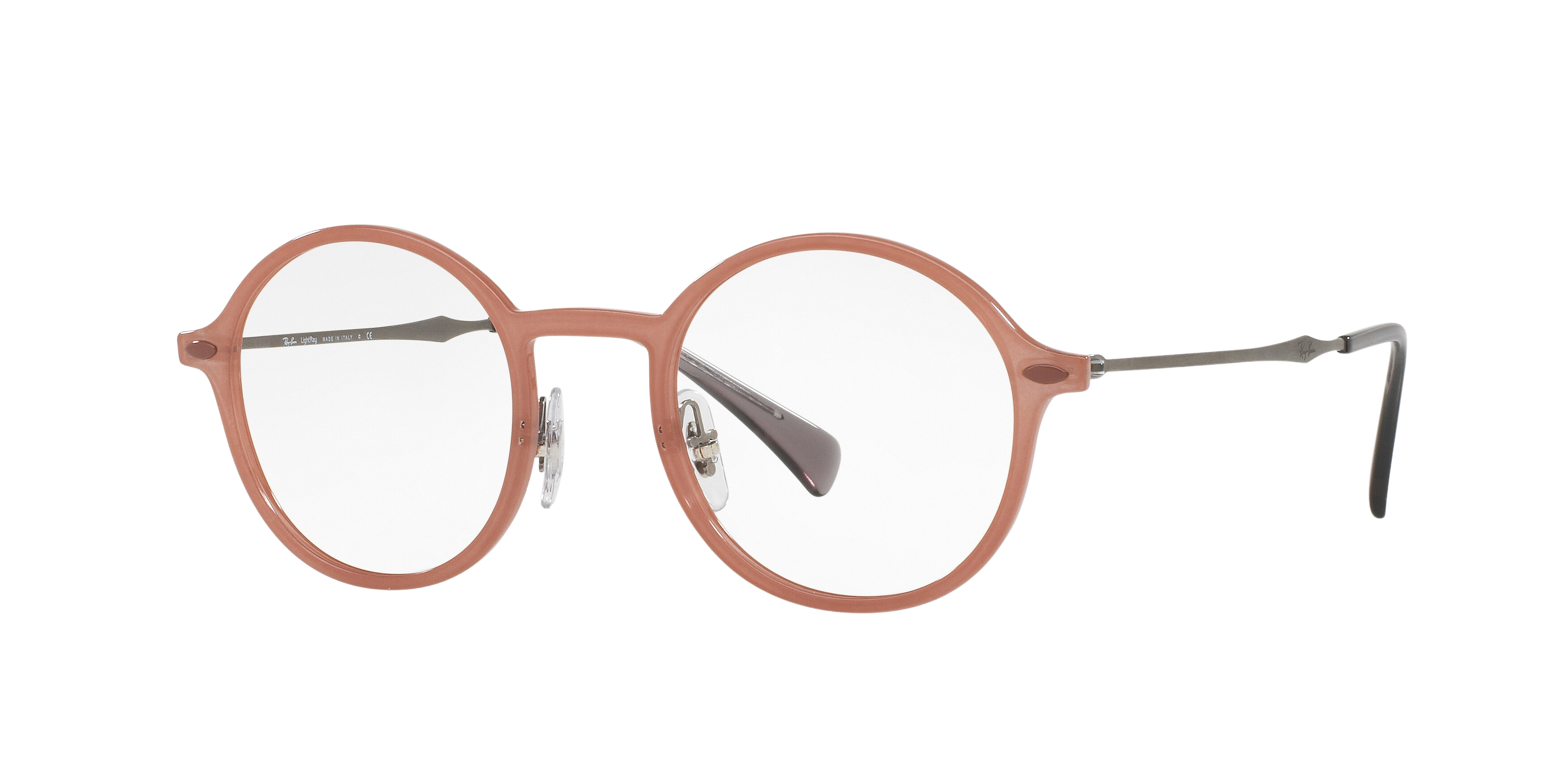 Ray-Ban RX7087 round eyeglasses in Light Brown