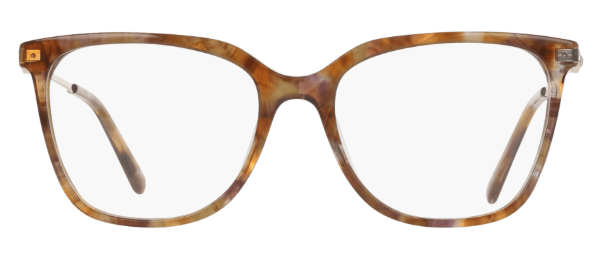 Golden tortoise square acetate eyeglasses with warm brown tortoiseshell pattern