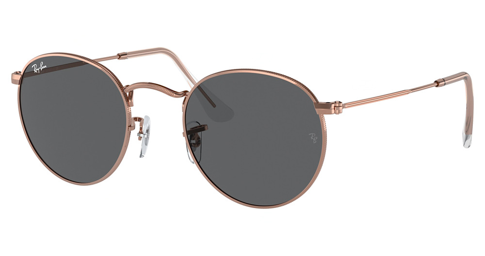 Ray-Ban RB3447 ROUND METAL aviator sunglasses in Rose Gold/Dark Grey