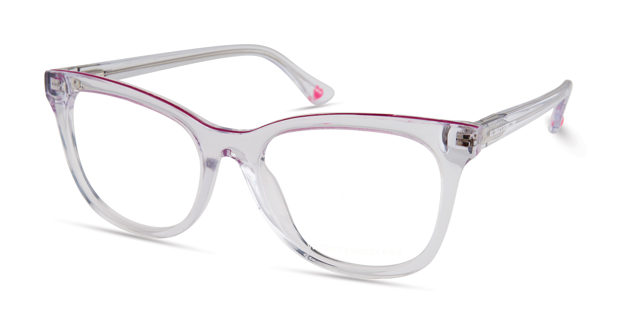 Transparent Clear/dark Pink Epoxy On Rim Top W/ Heart Temple