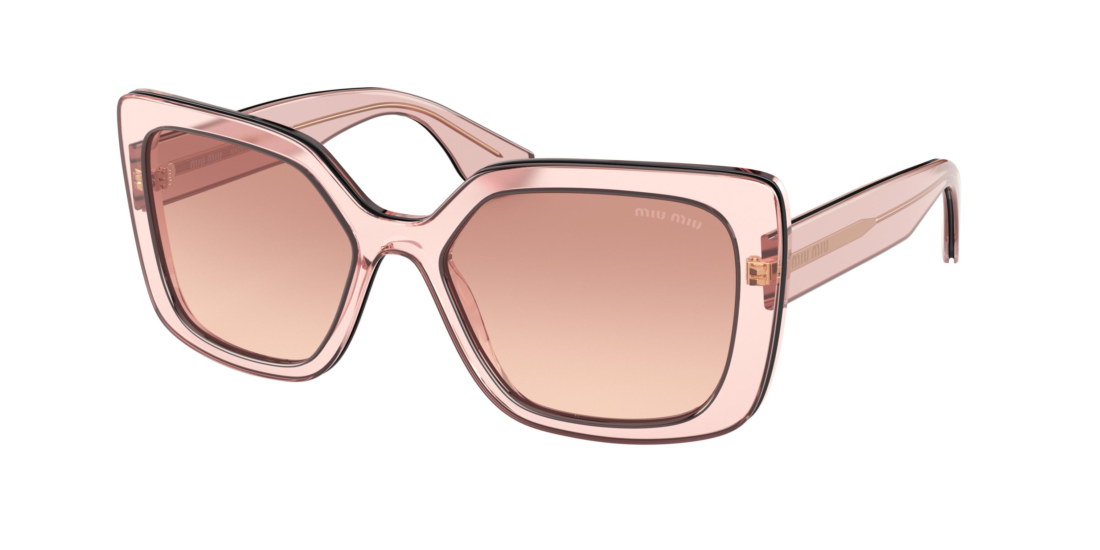 Miu Miu MU 09VS rectangle sunglasses in Pink Transparent