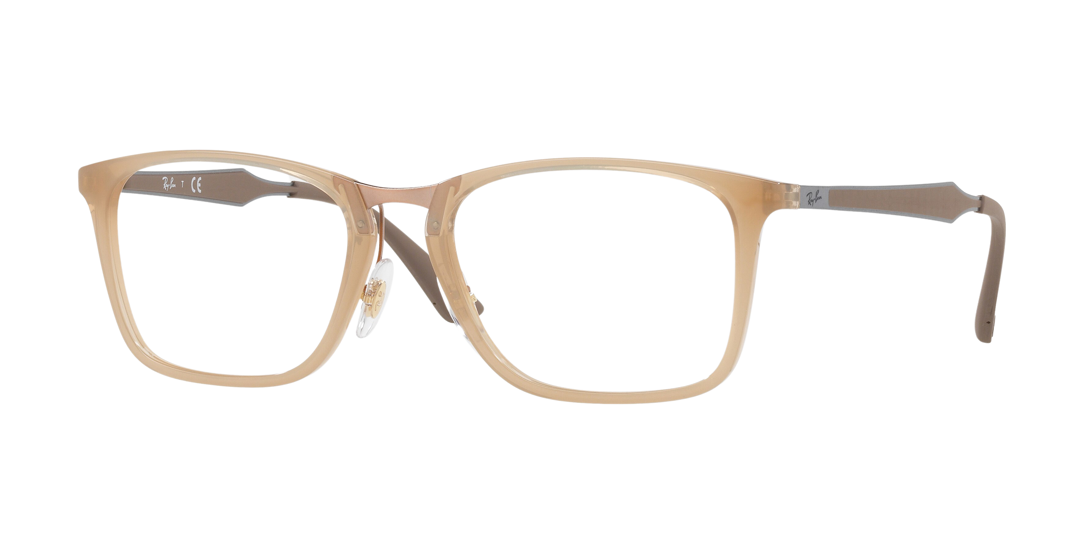 Ray-Ban RX7131 square eyeglasses in Transparent Beige