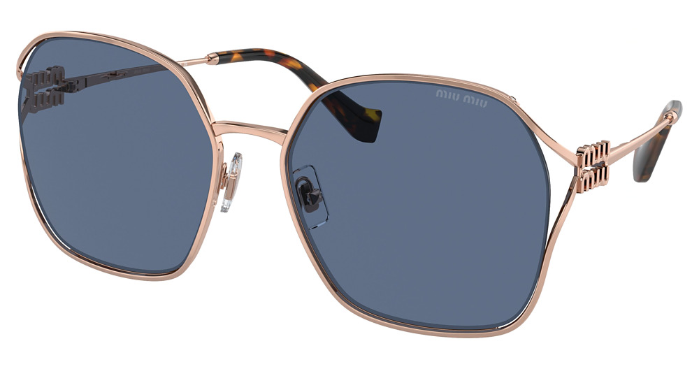 Miu Miu MU 52WS round sunglasses in Rose Gold/Dark Blue