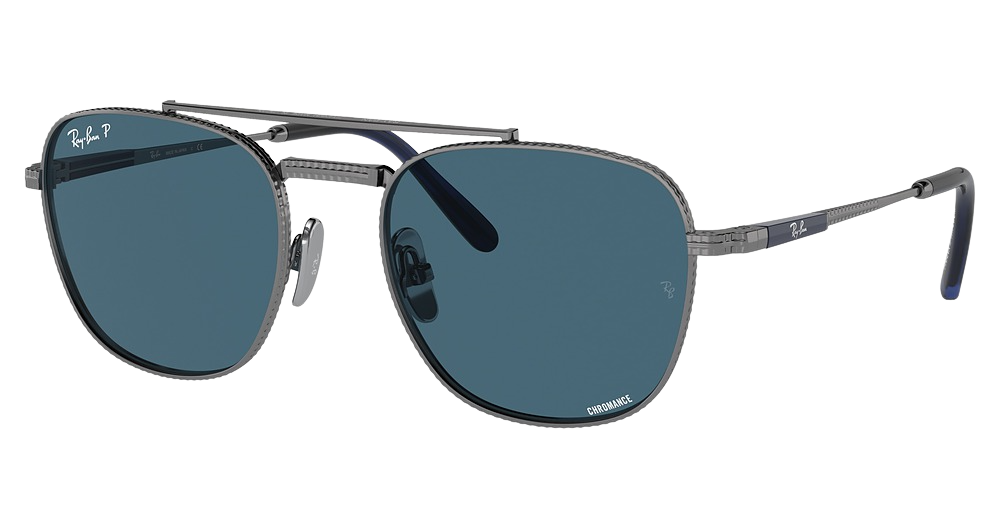 Ray-Ban RB8258 FRANK II TITANIUM aviator sunglasses in Gunmetal/Polarized Blue