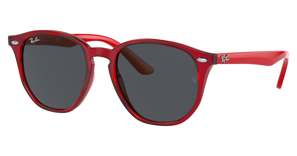 Ray-Ban RJ9070S round sunglasses in Transparent Red/Dark Grey
