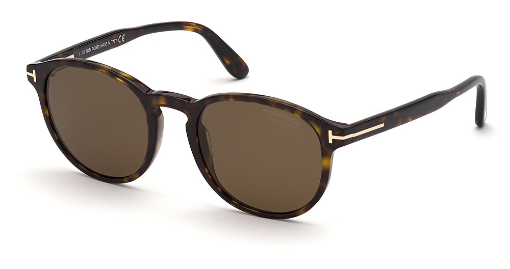 Tom Ford FT0834 round sunglasses in Dark Havana/Blue Polarized