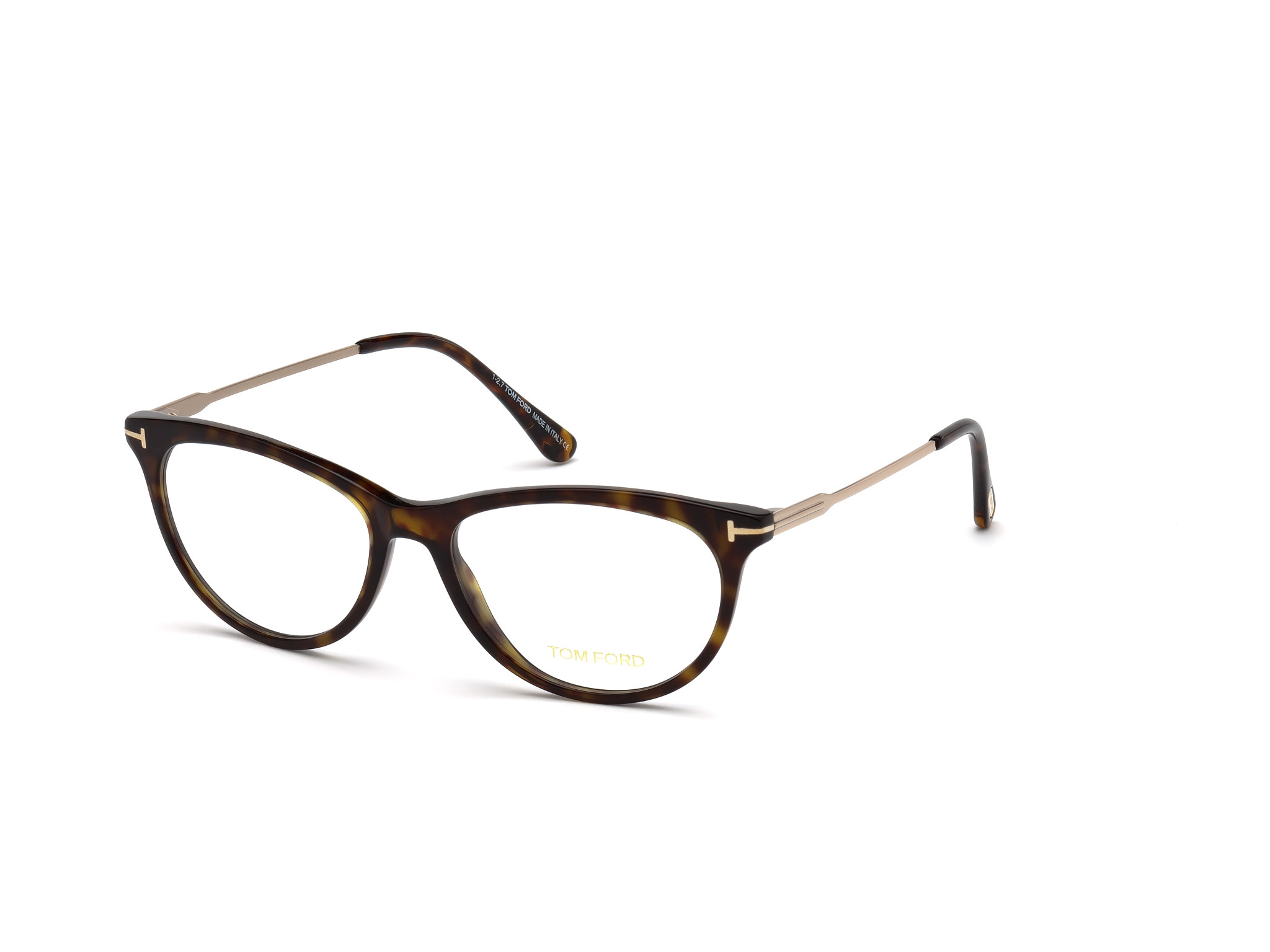 Tom Ford FT5509 cateye eyeglasses in Shiny Classic Dark Havana Front,