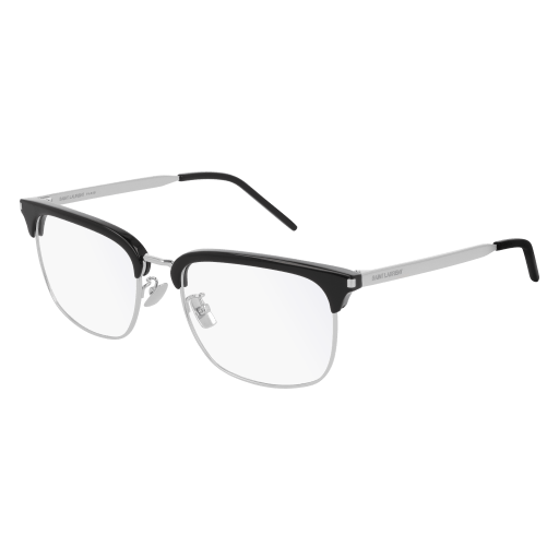 Saint Laurent SL 346 rectangle eyeglasses in Black Silver Transparent