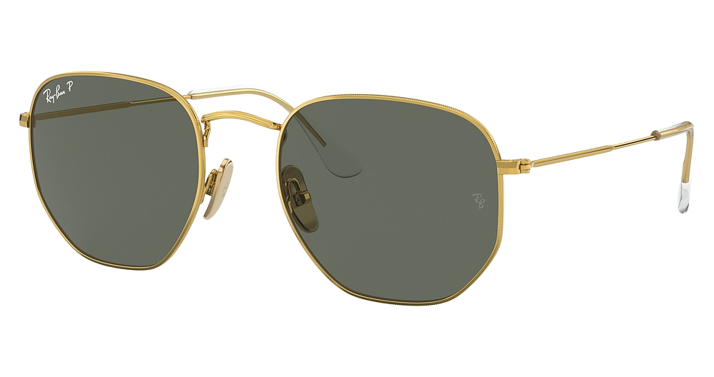 Ray-Ban RB8148 HEXAGONAL aviator sunglasses in Legend Gold/Polarized Green